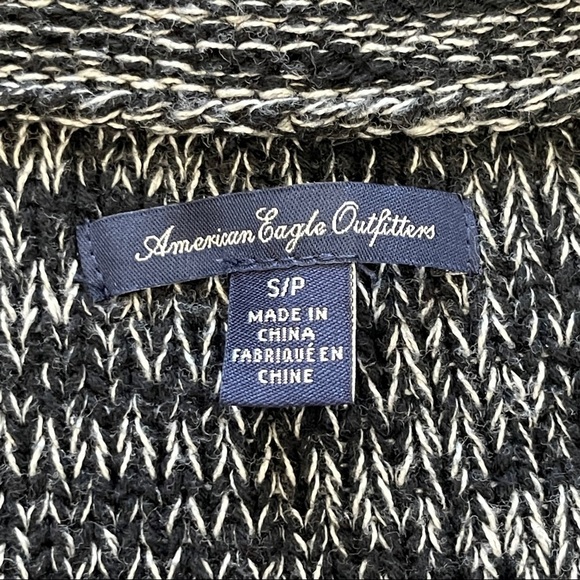 AEO American Eagle Outfitters Zip Cape Marled Cotton Black Sweater Moto Jacket S - Picture 6 of 7